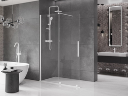 Mexen Velar sprchová stena rozťahovacia Walk-in 160 x 200 cm, transparentná 8 mm, biela - 871-160-000-03-20