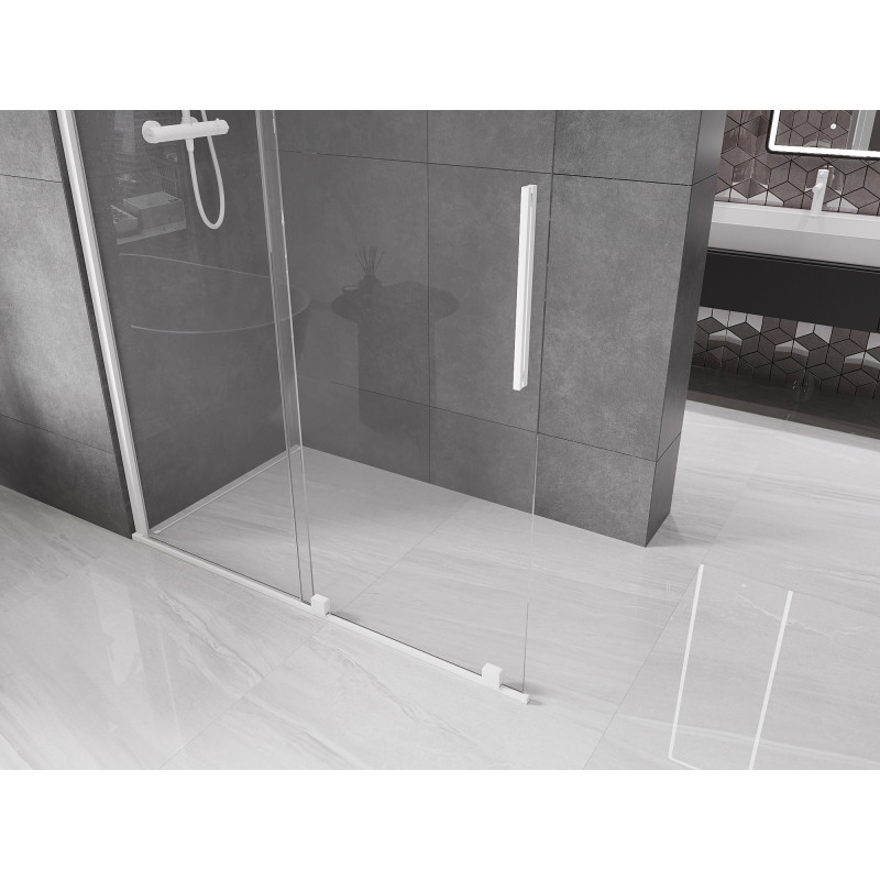 Mexen Velar posuvná sprchová stena Walk-in 150 x 200 cm, priehľadná 8 mm, biela - 871-150-000-03-20