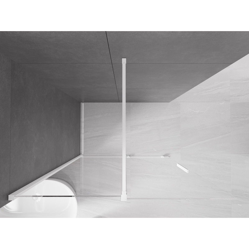 Mexen Velar posuvná sprchová stena Walk-in 150 x 200 cm, priehľadná 8 mm, biela - 871-150-000-03-20