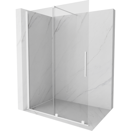 Mexen Velar posuvná sprchová stena Walk-in 130 x 200 cm, priehľadná 8 mm, biela - 871-130-000-03-20