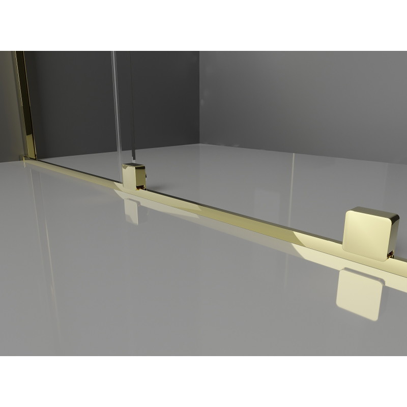 Mexen Velar Posuvná sprchová stena Walk-in 130 x 200 cm, priehľadná 8 mm, zlatá - 871-130-000-03-50