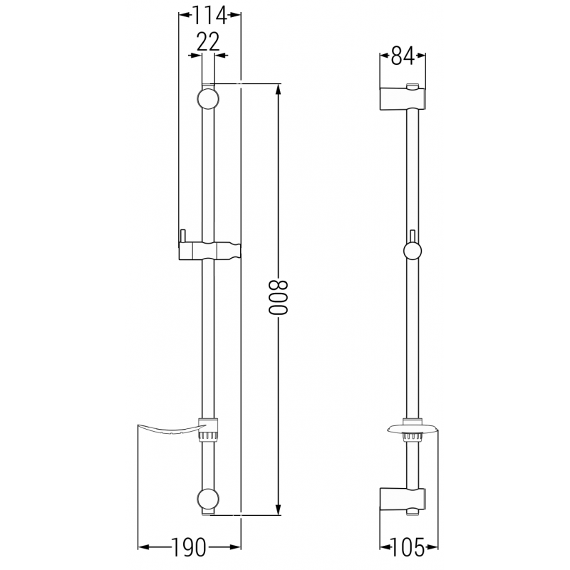 Mexen DF sprchová tyč s mýdelníkom 80 cm, zlatý - 79382-50