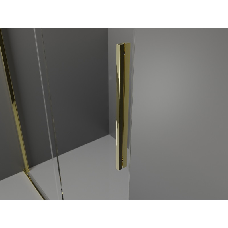 Mexen Velar Posuvná sprchová stena Walk-in 130 x 200 cm, priehľadná 8 mm, zlatá - 871-130-000-03-50