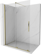 Mexen Velar sprchová stena sklápacia Walk-in 140 x 200 cm, priehľadná 8 mm, zlatá - 871-140-000-03-50