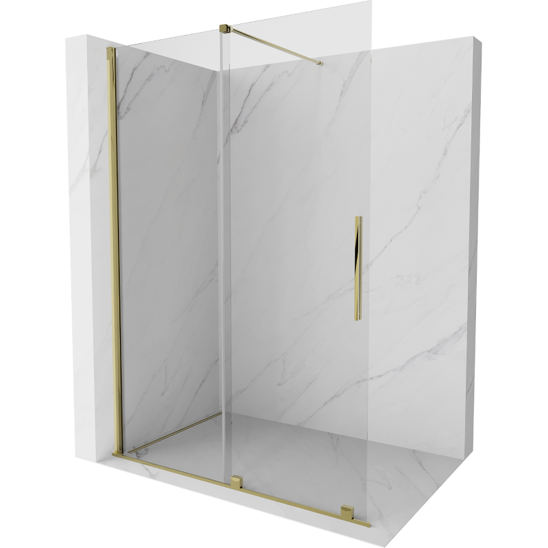 Mexen Velar posuvná sprchová stena Walk-in 160 x 200 cm, transparentná 8 mm, zlatá - 871-160-000-03-50