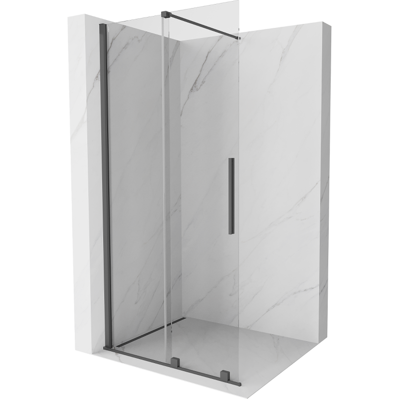 Mexen Velar posuvná sprchová stena Walk-in 70 x 200 cm, priehľadná 8 mm, kartáčovaná strelná šeď - 871-070-000-03-66