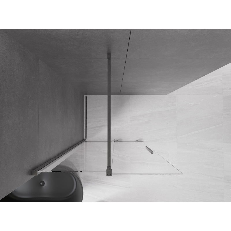 Mexen Velar posuvná sprchová stena Walk-in 80 x 200 cm, transparentná 8 mm, gun gray česaná - 871-080-000-03-66