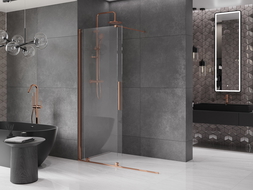 Mexen Velar sprchová stena rozťahovacia Walk-in 130 x 200 cm, transparentná 8 mm, ružové zlato - 871-130-000-03-60