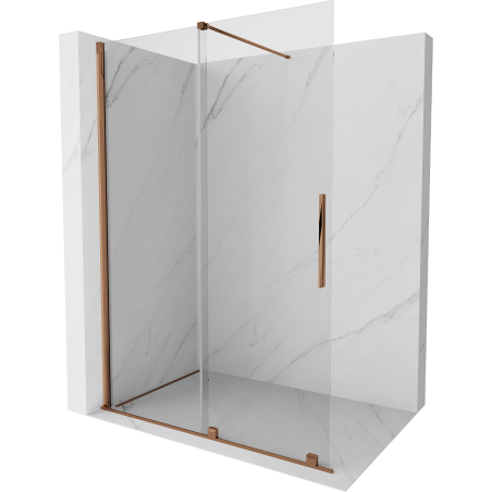 Mexen Velar posuvná sprchová stena Walk-in 140 x 200 cm, transparentná 8 mm, ružové zlato - 871-140-000-03-60