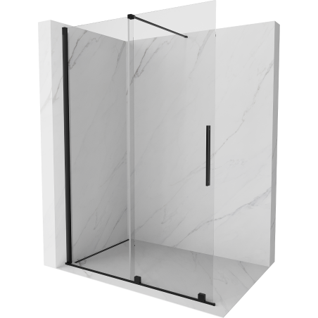Mexen Velar posuvná sprchová stena Walk-in 130 x 200 cm, priehľadná 8 mm, čierna - 871-130-000-03-70