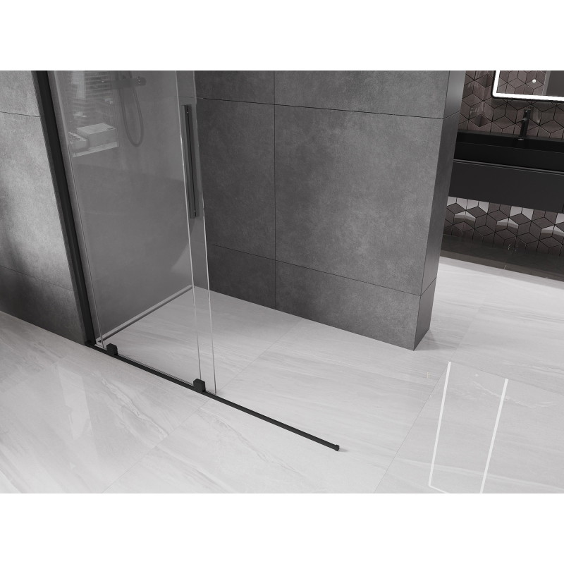 Mexen Velar zasúvacia sprchová stena Walk-in 150 x 200 cm, transparentná 8 mm, čierna - 871-150-000-03-70
