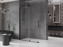 Mexen Velar sprchová stena rozťahovacia Walk-in 150 x 200 cm, transparentná 8 mm, čierna - 871-150-000-03-70