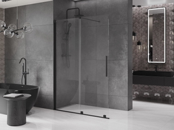 Mexen Velar posuvná sprchová stena Walk-in 160 x 200 cm, priehľadná 8 mm, čierna - 871-160-000-03-70