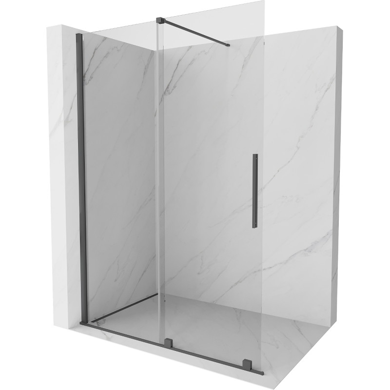 Mexen Velar rozťahovacia sprchová stena Walk-in 150 x 200 cm, transparentná 8 mm, brúsená pištoľová sivá