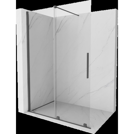 Mexen Velar sprchová stena posúvacia Walk-in 150 x 200 cm, transparentná 8 mm, gun gray brúsený - 871-150-000-03-66