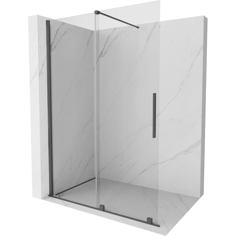 Mexen Velar posuvná sprchová stena Walk-in 160 x 200 cm, transparentná 8 mm, brúsená gun gray - 871-160-000-03-66