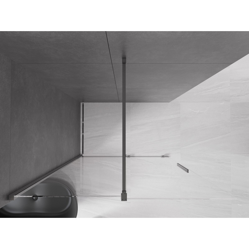 Mexen Velar zasúvacia sprchová stena Walk-in 160 x 200 cm, transparentná 8 mm, brúsená gun gray - 871-160-000-03-66