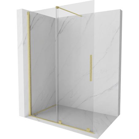 Mexen Velar posuvná sprchová stena Walk-in 140 x 200 cm, transparentná 8 mm, zlatá kartáčovaná - 871-140-000-03-55