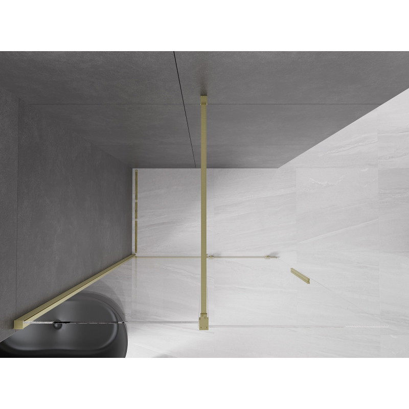 Mexen Velar posuvná sprchová stena Walk-in 150 x 200 cm, transparentná 8 mm, zlatá kefovaná - 871-150-000-03-55