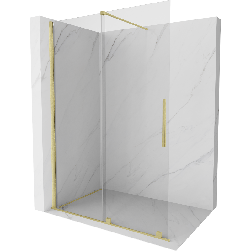 Mexen Velar sprchová stena posuvná Walk-in 160 x 200 cm, transparentná 8 mm, zlatá kartáčovaná - 871-160-000-03-55