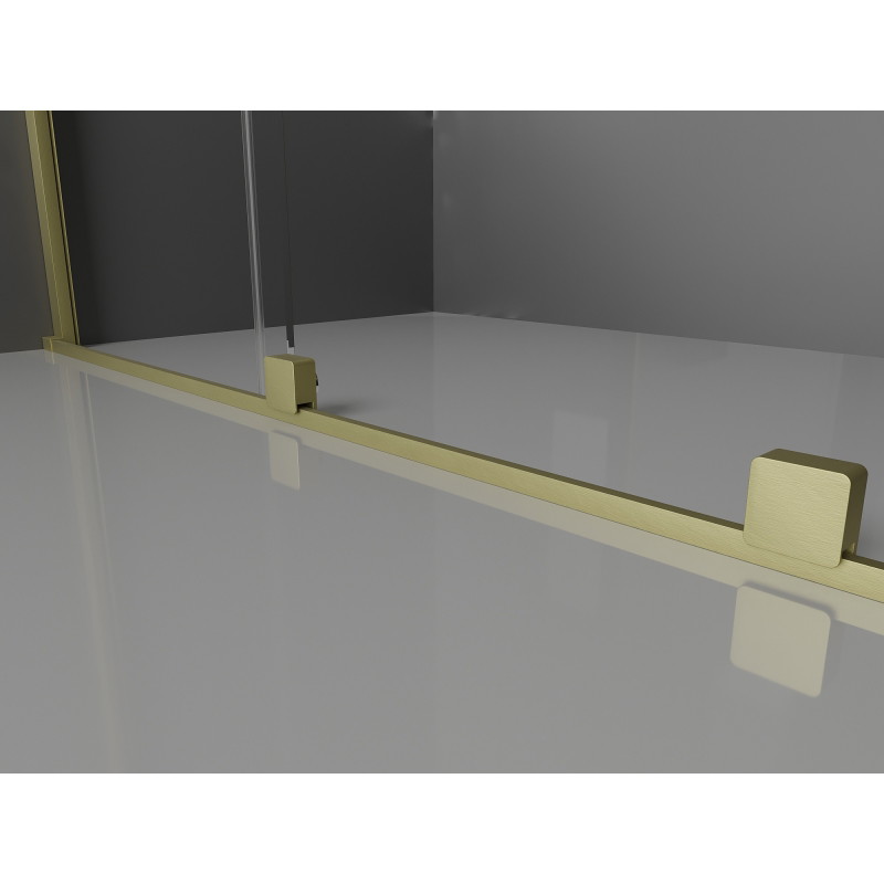 Mexen Velar Posuvná sprchová stena Walk-in 160 x 200 cm, priehľadná 8 mm, zlatá kefovaná - 871-160-000-03-55
