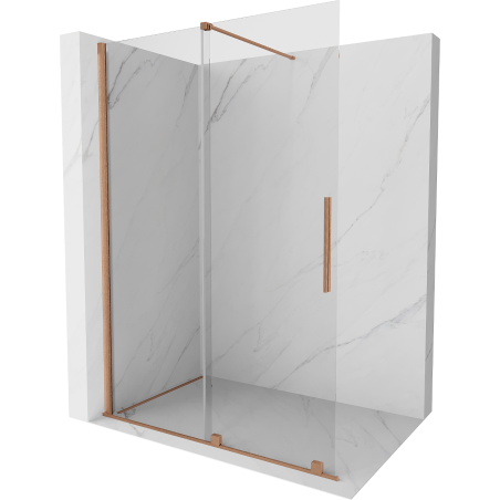Mexen Velar posuvná sprchová stena Walk-in 130 x 200 cm, transparentná 8 mm, brúsená meď - 871-130-000-03-65