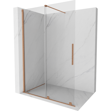 Mexen Velar posuvná sprchová stena Walk-in 130 x 200 cm, transparentná 8 mm, leštená meď - 871-130-000-03-65