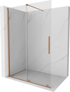 Mexen Velar posuvná sprchová stena Walk-in 130 x 200 cm, transparentná 8 mm, kartáčovaná meď - 871-130-000-03-65
