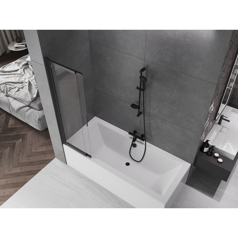 Mexen Fox sprchová zástenová 2-krídlová posuvná 85 x 150 cm, priehľadná, čierna - 891-085-002-70-00