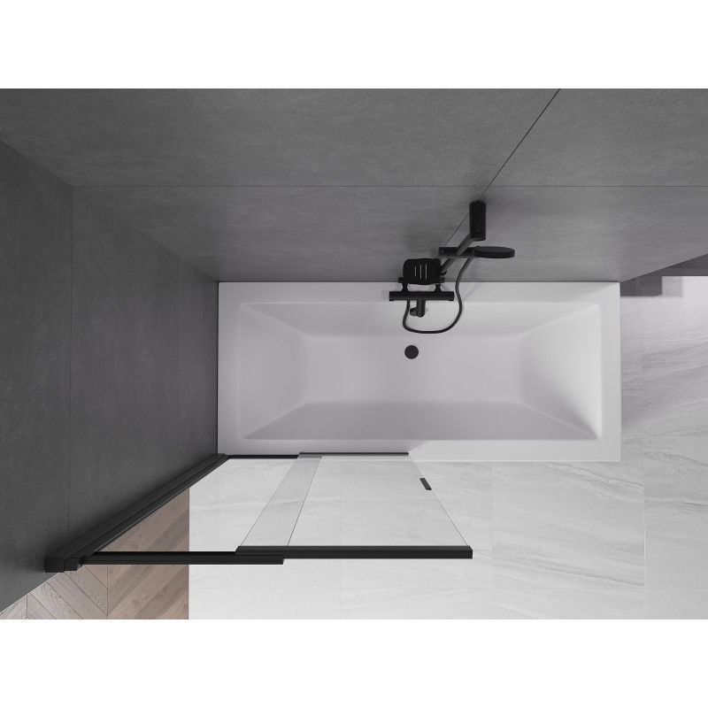 Mexen Fox sprchová zástenová 2-krídlová posuvná 85 x 150 cm, priehľadná, čierna - 891-085-002-70-00