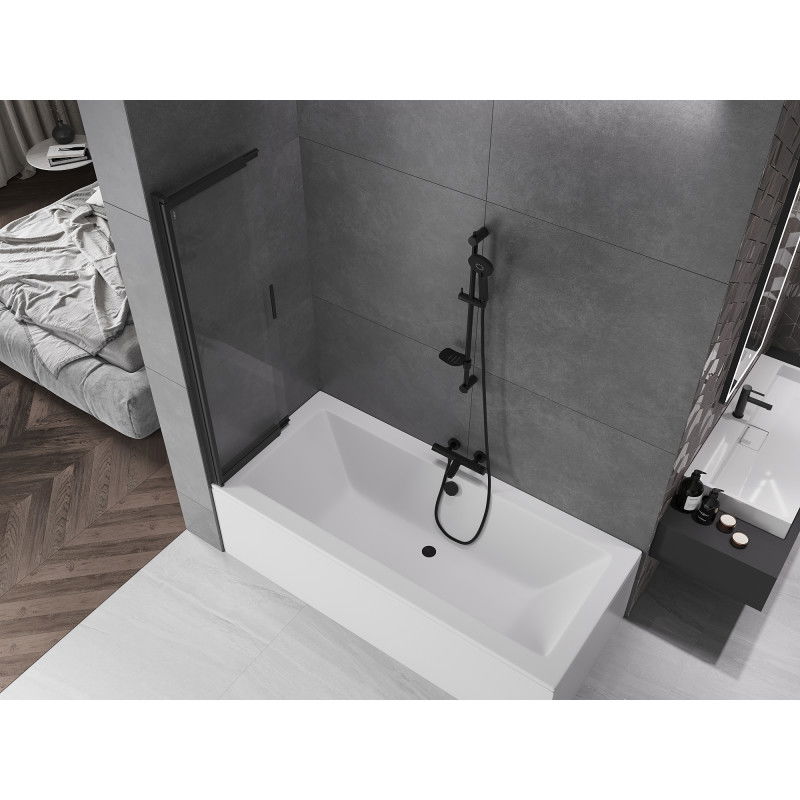 Mexen Fox sprchová zástenová 2-krídlová posuvná 85 x 150 cm, priehľadná, čierna - 891-085-002-70-00