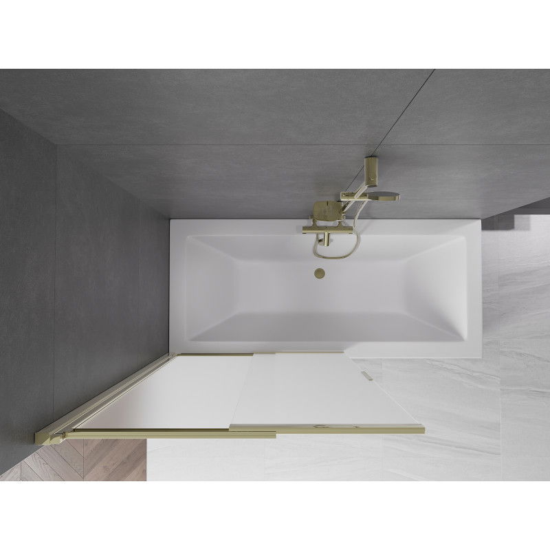 Mexen Fox sprchový záves 2-krídlový posuvný 100 x 150 cm, mrazené sklo, zlatý - 891-100-002-50-30