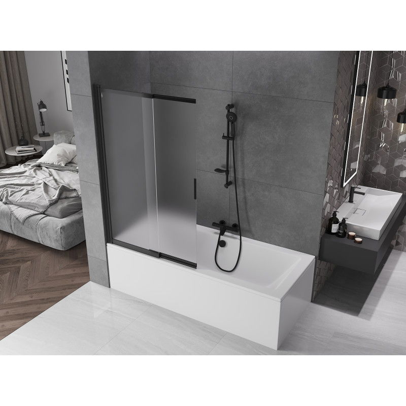 Mexen Fox sprchový paravan 2-krídlový posuvný 100 x 150 cm, matný, čierny - 891-100-002-70-30