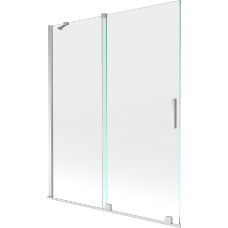 Mexen Velar dvojkrídlová rozťahovacia vaňová zástena 140 x 150 cm, transparentná, chróm - 896-140-000-01-01