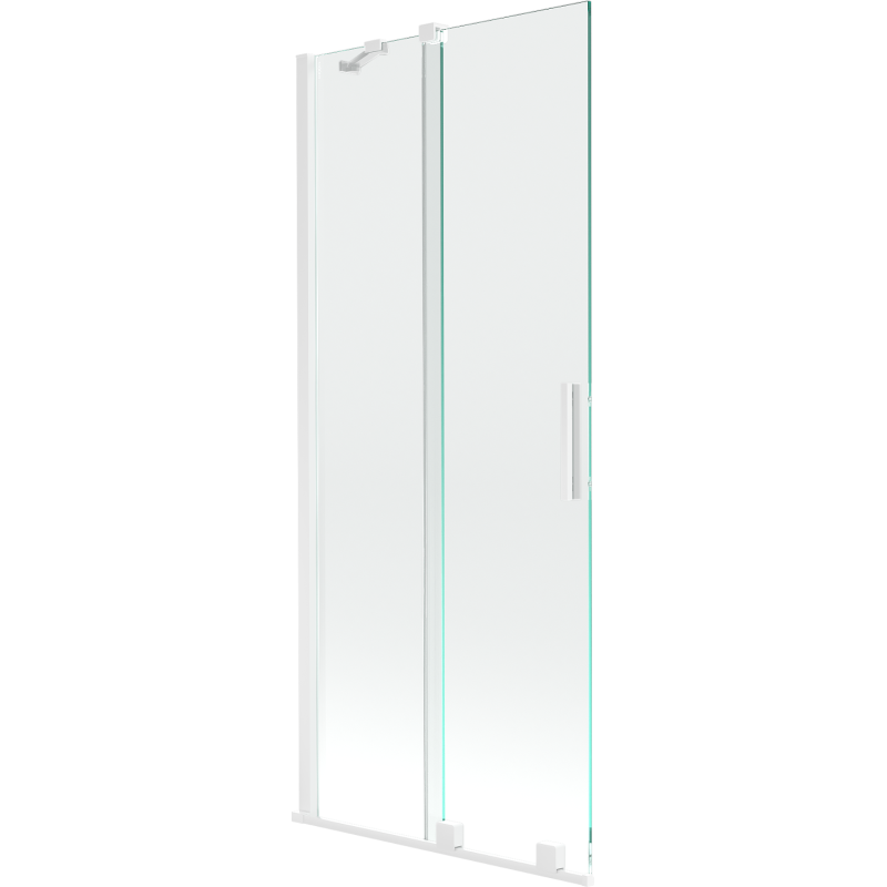 Mexen Velar skladacie vaňové zásteny 2-krídlové posuvné 85 x 150 cm, priehľadný, biely - 896-085-000-01-20