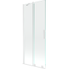 Mexen Velar skladacie vaňové zásteny 2-krídlové posuvné 85 x 150 cm, priehľadný, biely - 896-085-000-01-20