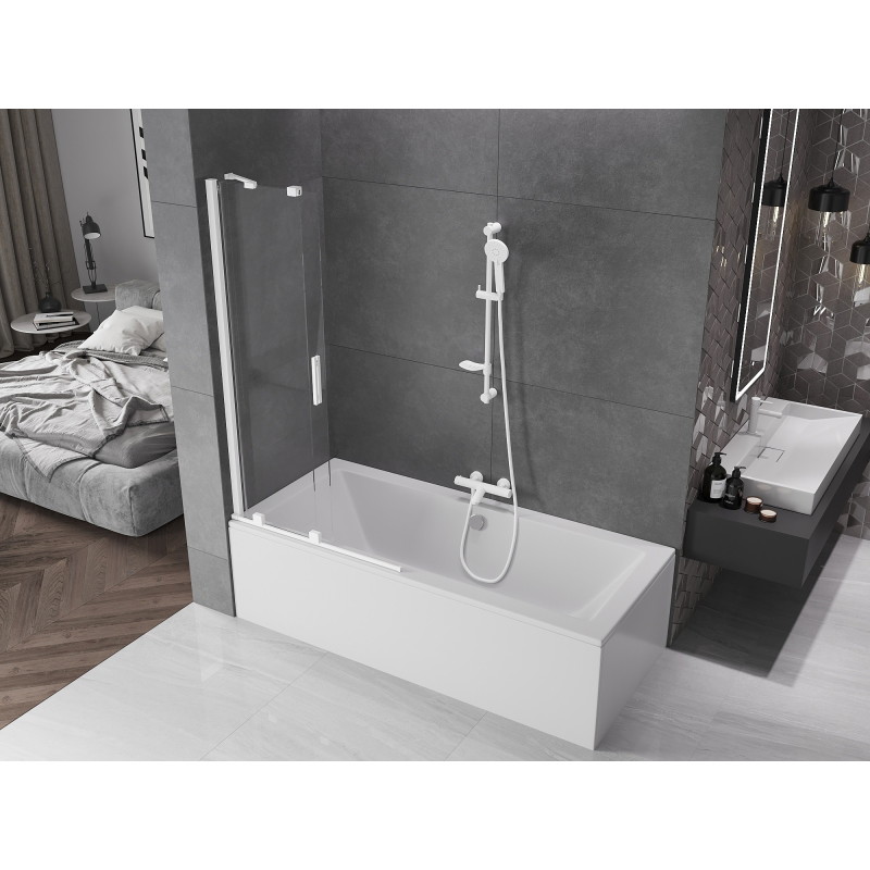 Mexen Velar sprchovací zásten dvojkrídlový posuvný 95 x 150 cm, transparentný, biely - 896-095-000-01-20