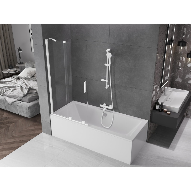 Mexen Velar sprchovací zásten dvojkrídlový posuvný 95 x 150 cm, transparentný, biely - 896-095-000-01-20