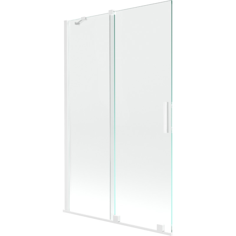Mexen Velar dvojkrídlový zasúvací vaňový zásten 110 x 150 cm, transparentný, biely - 896-110-000-01-20