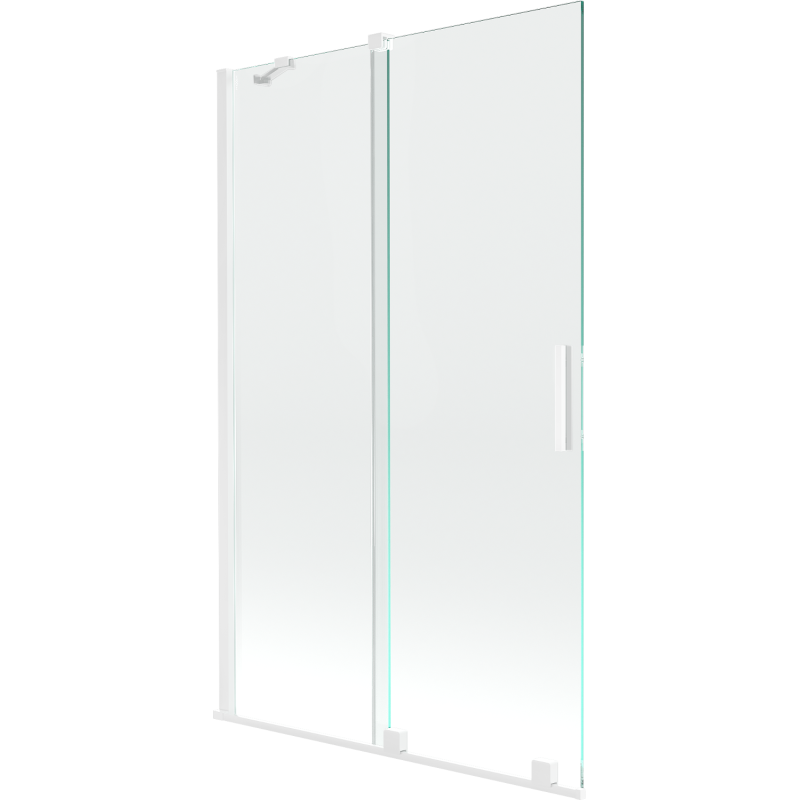Mexen Velar paraván vaňový 2-krídlový zasúvací 110 x 150 cm, transparentný, biely - 896-110-000-01-20
