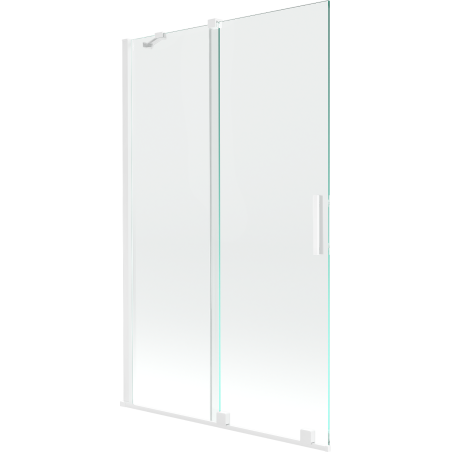Mexen Velar paraván vaňový 2-krídlový zasúvací 110 x 150 cm, transparentný, biely - 896-110-000-01-20