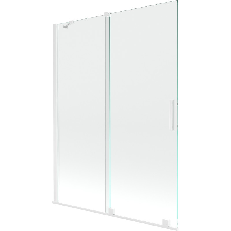 Mexen Velar dvojkrídlový rozťahovací vaňový paraván 130 x 150 cm, transparentný, biely - 896-130-000-01-20