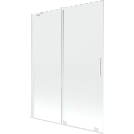 Mexen Velar dvojkrídlový rozťahovací vaňový paraván 130 x 150 cm, transparentný, biely - 896-130-000-01-20