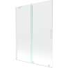 Mexen Velar dvojkrídlový rozťahovací vaňový paraván 130 x 150 cm, transparentný, biely - 896-130-000-01-20