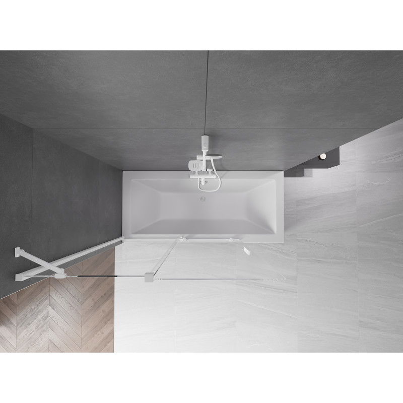 Mexen Velar vaňová zástenna so 2 posuvnými krídlami 130 x 150 cm, priehľadná, biela - 896-130-000-01-20