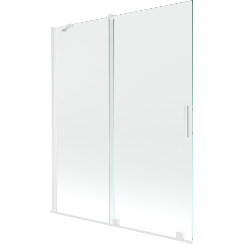 Mexen Velar Posuvná dvojkrídlová vaňová zástenka 140 x 150 cm, transparentná, biela - 896-140-000-01-20