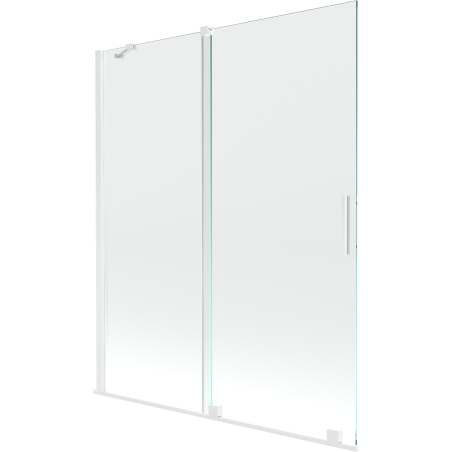 Mexen Velar Posuvná dvojkrídlová vaňová zástenka 140 x 150 cm, transparentná, biela - 896-140-000-01-20