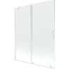 Mexen Velar dvojkrídlový vaňový paraván, posuvný 140 x 150 cm, transparentný, biely - 896-140-000-01-20