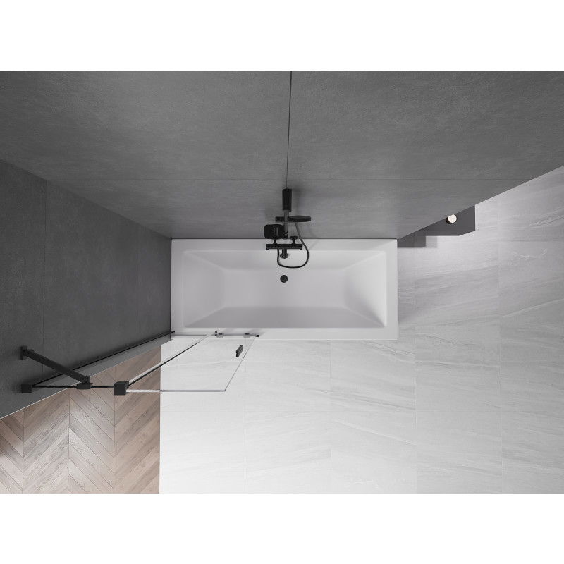 Mexen Velar sprchová zástena 2-krídlové posuvné 75 x 150 cm, priehľadné, čierne - 896-075-000-01-70