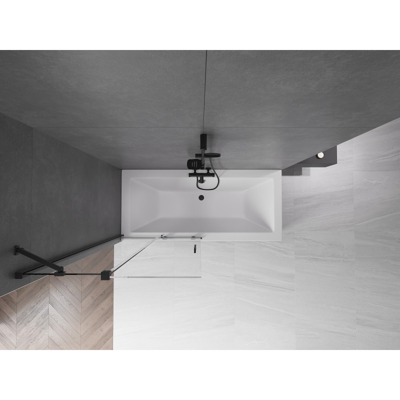 Mexen Velar posuvná vaňová zástena dvojkrídlová 90 x 150 cm, transparentná, čierna - 896-090-000-01-70